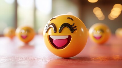 Joyful smiley faces in a playful environment fun emotions indoor setting vibrant view