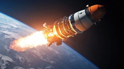 Fototapeta premium A next-gen ion propulsion system for deep space exploration in action.