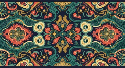 Intricate Floral Pattern Design with Vintage Style and Symmetrical Arrangement