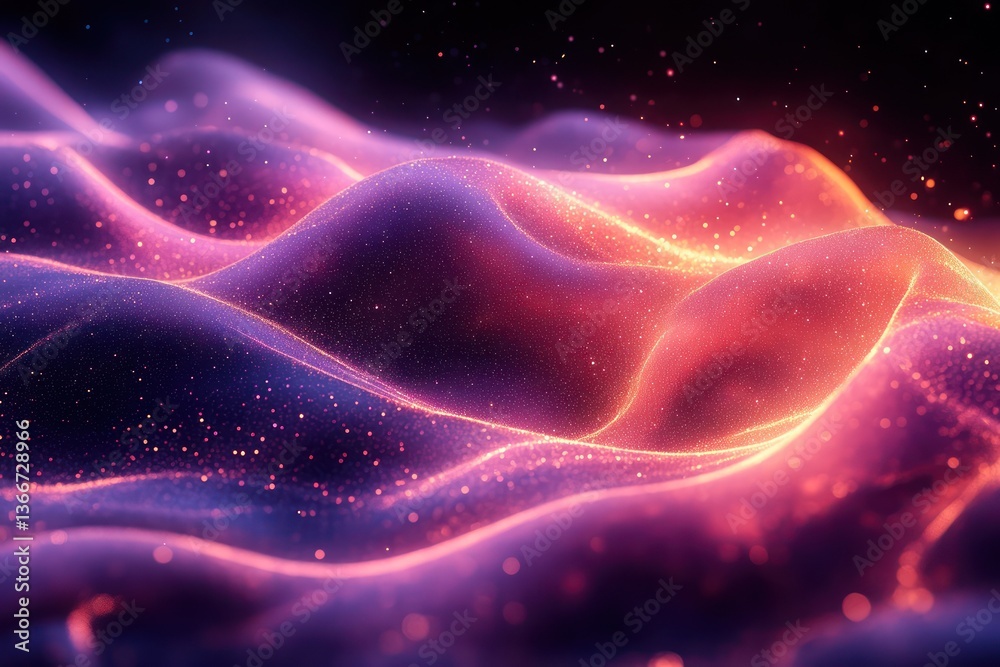 Poster ethereal glowing lines forming intricate abstract cosmic shapes
