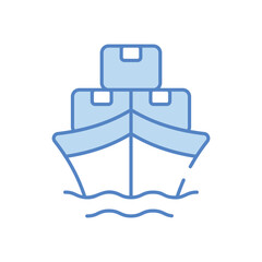 Cargo Ship vector icon stock illustration