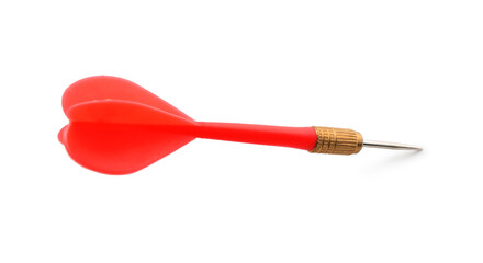 One red dart arrow in air isolated on white