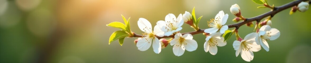Delicate white flowers on an orange tree branch, blossoming, floral arrangement