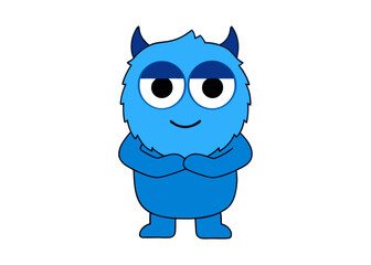 Funny Furry Blue Monster Cartoon Vector Illustration with White Background – Cute and Playful Design, Funny furry blue monster vector illustration, perfect for cartoons, clipart, and playful designs