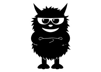Fototapeta premium Funny Furry Blue Monster Cartoon Vector Illustration with White Background – Cute and Playful Design, Funny furry blue monster vector illustration, perfect for cartoons, clipart, and playful designs