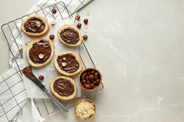 Bread with chocolate paste - tasty breakfast food
