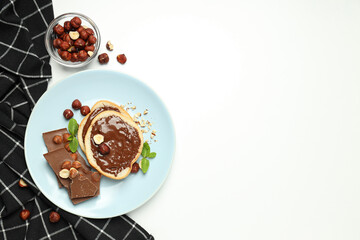 Bread with chocolate paste - tasty breakfast or morning food