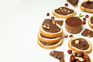Bread with chocolate paste - tasty breakfast or morning food