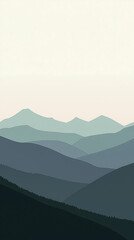 Obraz premium Serene Mountain Landscape Abstract Illustration: Modern Art with Geometric Minimalism and Tranquil Pastel Shades for Wall Decor