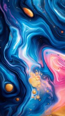 Obraz premium Abstract Fluid Art with Swirling Blue and Pink Colors