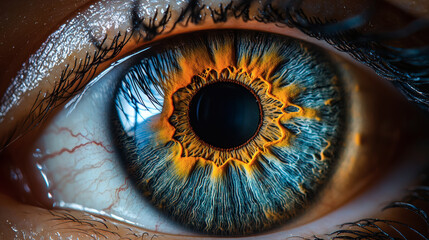 Close-up of human eye with detailed anatomy