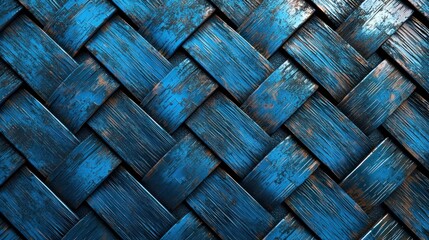 Geometric blue metal pattern creates a dynamic, abstract tech background with a futuristic feel.