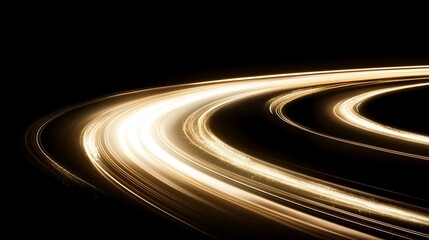 Curved golden light trails forming a looping design against black background