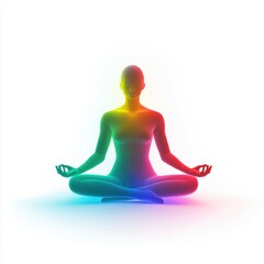 Mental Health Awareness Month concept. A peaceful meditating figure with a glowing aura