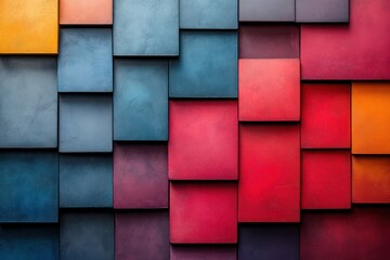 Geometric gradient blocks arranged in a striking yet minimalist layout