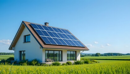 Modern Home with Solar Panels & Greenery