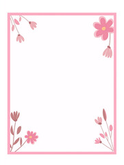 Customizable Pastel Pink Floral Border Stationery - Modern Nature-Inspired Design for Creative Writing