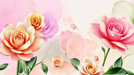 Watercolor Floral Background Animation for Weddings, Valentine's Day, and Mother's Day