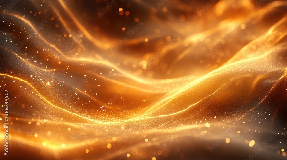 Canvas Prints golden light streaks forming elegant flowing patterns over a dark background