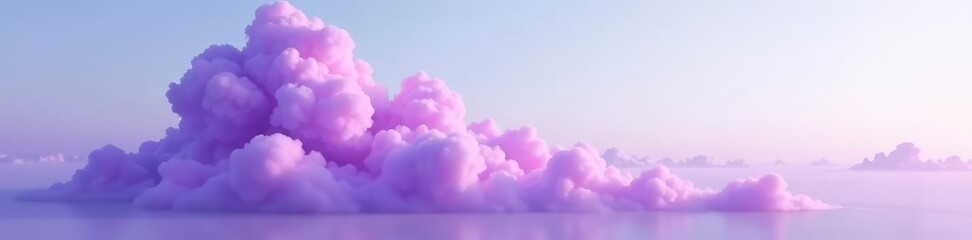 Majestic purple cloud drifting lazily across a serene white sky, fluffy, atmosphere