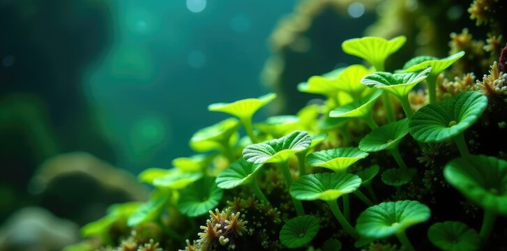 Reticulated algae Hydrodictyon reticulatum in aquatic environment, algae, plant