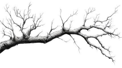 Fototapeta premium Silhouette of dead tree branches against a winter sky with snow, ice, and a cold, abstract feel, capturing the essence of nature in the forest during the season of change