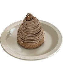 Delicious chocolate dessert on plate, featuring rich, creamy texture and decorative topping. Perfect for sweet cravings and special occasions