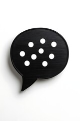 A speech bubble with dots symbolizing conversation, black-filled on white