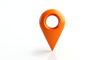 3d orange map pin icon isolated on white