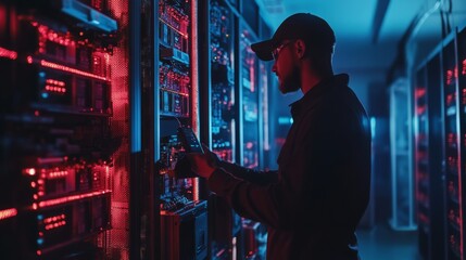 Obraz premium A cryptocurrency architect working on AI powered transaction validation systems for scalable blockchain networks, futuristic tech lab with live network validation tools, High-tech style