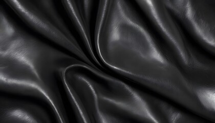 Fototapeta premium Luxurious black fabric texture close-up shot textile detail studio setting soft lighting elegance in design