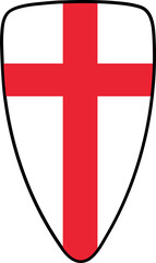 Ancient military shield with red cross pattern