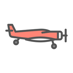 remote control aircraft filled outline icon, airplane color line illustration