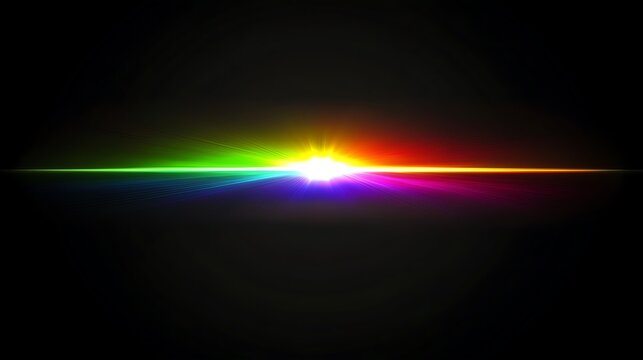 A colorful spectrum emanating light across a black background