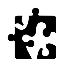 Abstract Black and White Puzzle Piece Icon