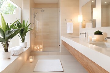 Serene modern bathroom design urban home interior photography in bright spaces