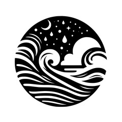 Nocturnal Ocean: Monochrome Wave Art