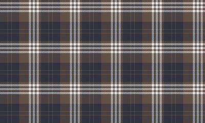 Seamless plaid pattern, navy, brown, white, perfectly combined, suitable for designing clothes such as skirts or pants, giving a charming and classy look, vector illustration.