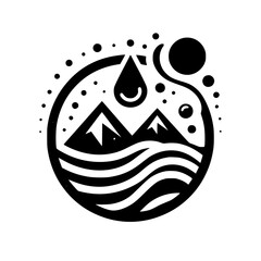 Celestial Mountainscape: Monochromatic Minimalist Art