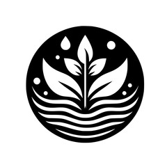 Flourishing Life: Monochrome Botanical Emblem