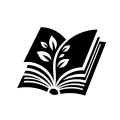 Fototapeta premium Blooming Knowledge: A Monochrome Book and Plant Design