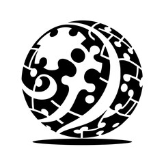 Abstract Orb: Yin-Yang Inspired Design in Black and White