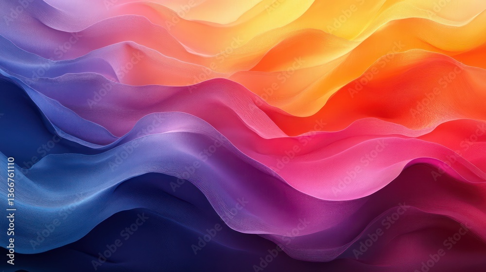 Poster layered gradient waves in bold colors forming a striking abstract flow