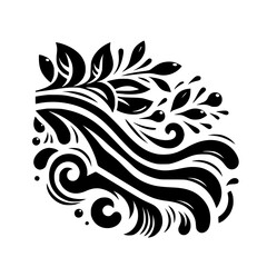 Black & White Flourish: Botanical Swirls & Flowing Lines