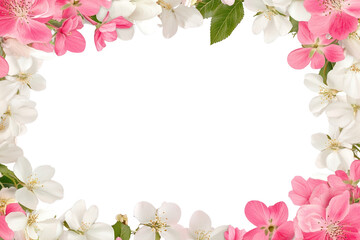 PNG Spring floral frame border flowers white pink.