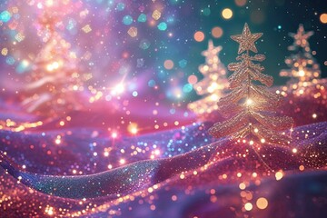 Vibrant Abstract Background with Ethereal Shimmering Texture and Festive Soft Glow