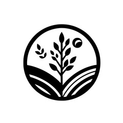 Monochrome Harvest: A Circular Emblem of Growth and Nature