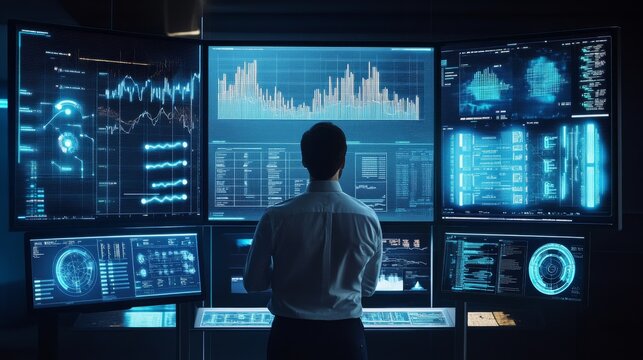 A digital asset manager designing AI powered cryptocurrency portfolio optimization solutions for institutional investors, futuristic finance center with live data, High-tech style