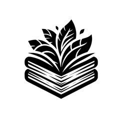 Knowledge Blooms: Books and Leaves Silhouette
