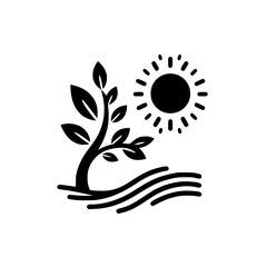 Nature's Embrace: Simple Icon of Growth, Sunlight, and Water